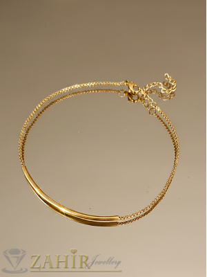 Красива нежна извита дъга на стоманена гривна за крак или ръка топ верижка , 2 размера, златно покритие - GK1479